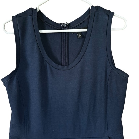 Banana Republic Navy Sleeveless Scoop Neck Fit and Flare Midi Dress 12T Tall - Picture 4 of 7